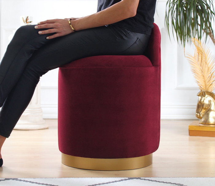 Atelier Del Sofa Puf de Terciopelo Rojo Claret Atelier Del Sofa Puf de Terciopelo Rojo Claret